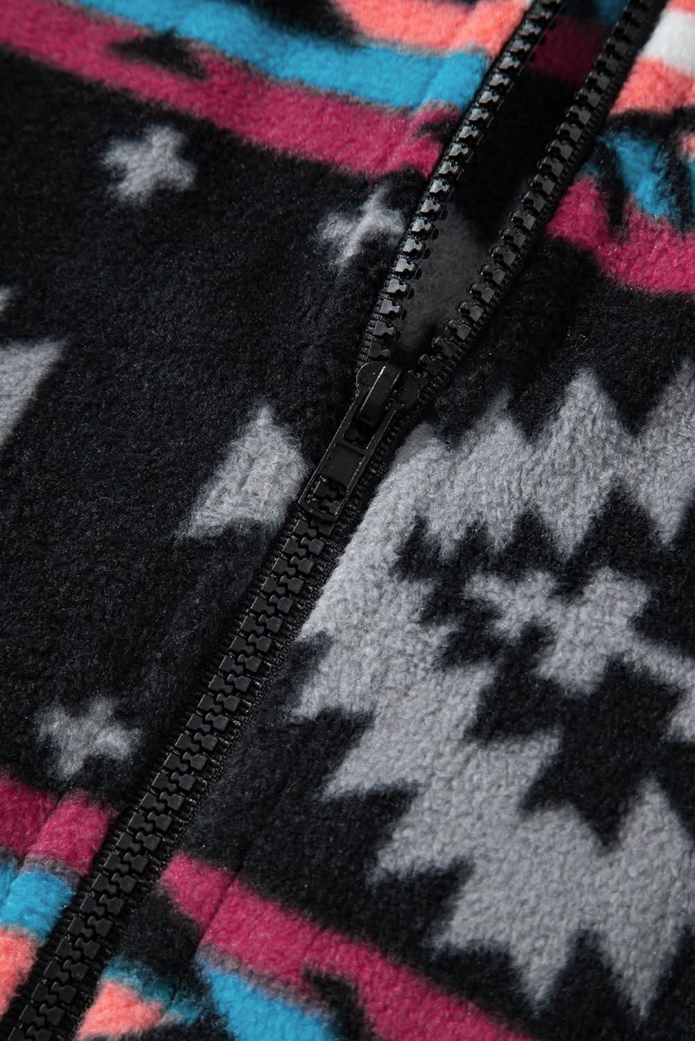 Boho black aztec zip collar jacket - Love Salve